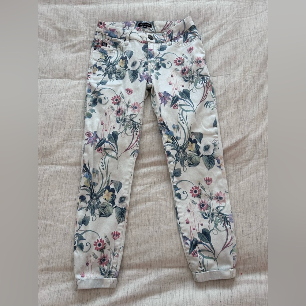 Dear John Denim Floral Print Women's Skinny Jeans size 26 petite